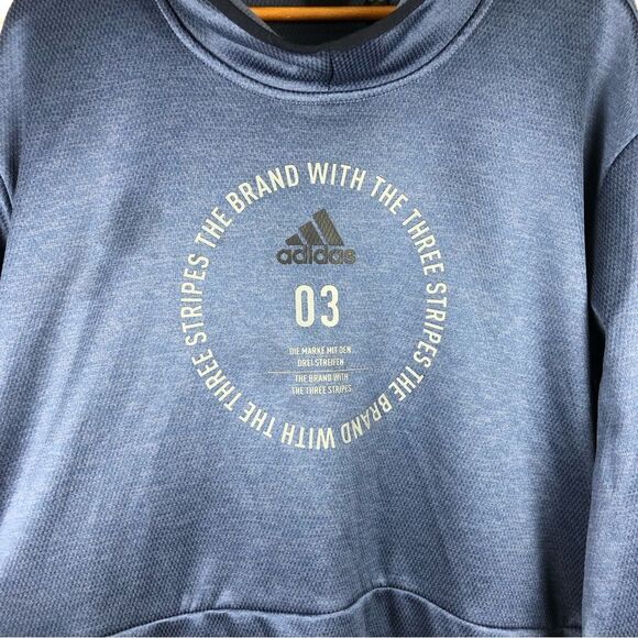 Adidas Blue Graphic Long Sleeve Pullover Hoodie Men's Sz XXL - Picture 4 of 9